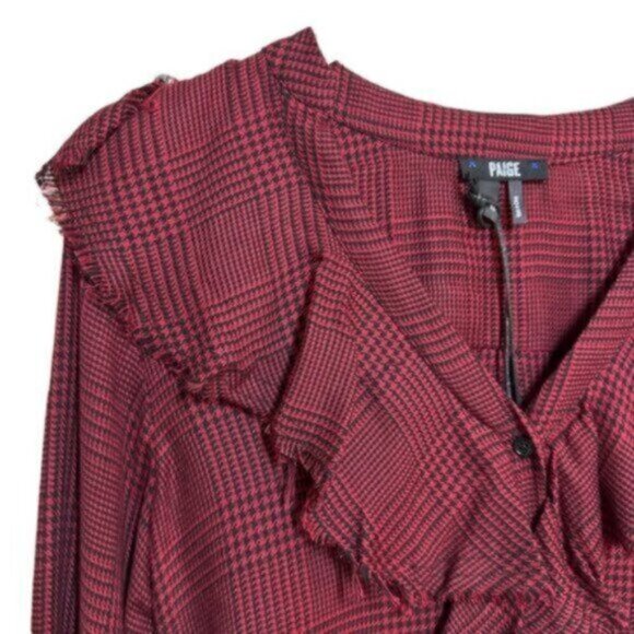 NWT Paige | Rumba Red & Black Plaid Isabelle Mini Dress Size XS - Picture 5 of 15
